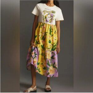 Farm Rio Tiered Tee Brazil Midi Cotton Dress size XS